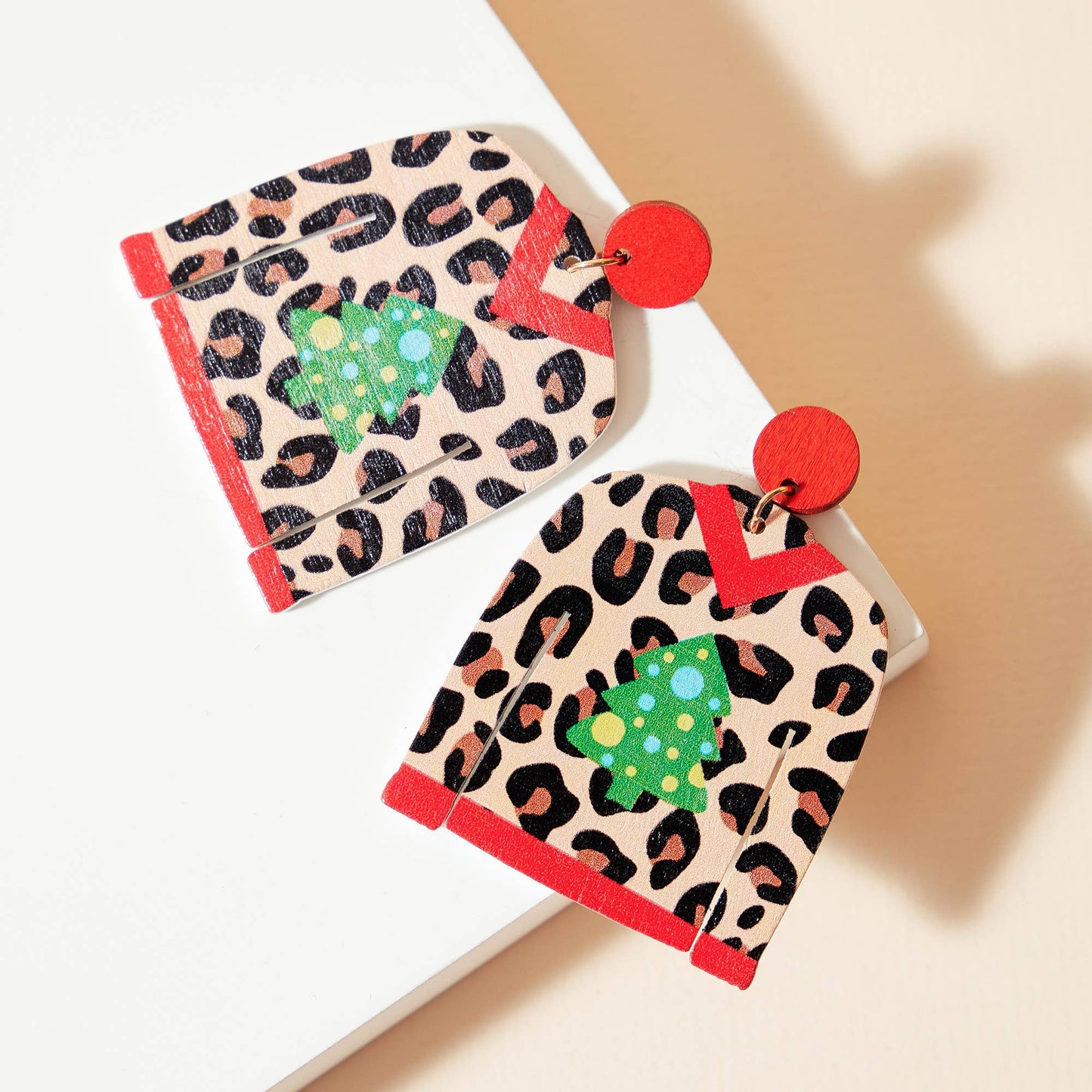 Wooden Christmas Sweater Dangling Earrings (2 Styles)
