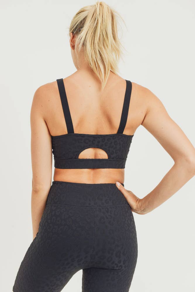 Mono B Leopard Jacquard TACTEL® Peekaboo Back Sports Bra