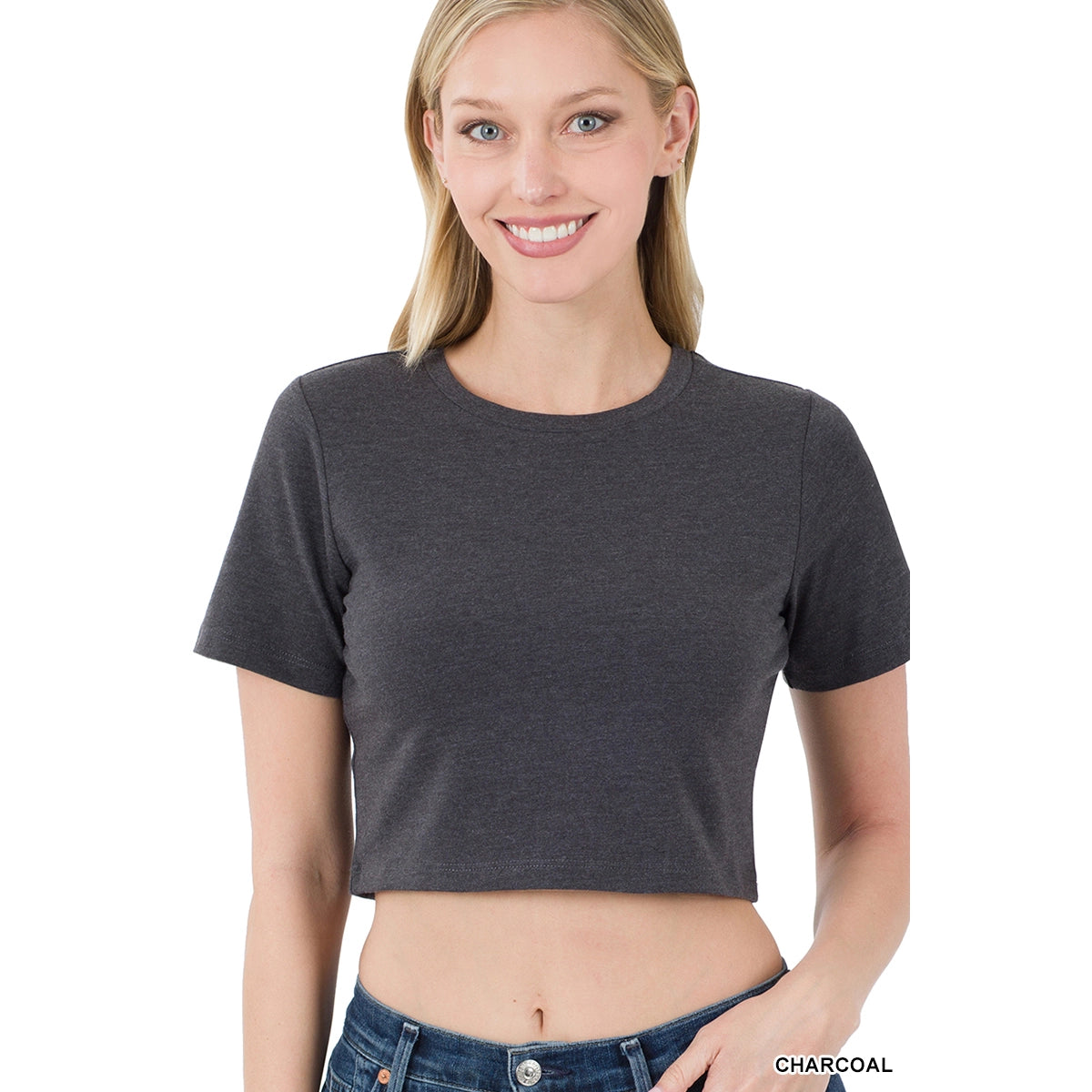 Zenana Cotton Short Sleeve Crop Top (4 colors)