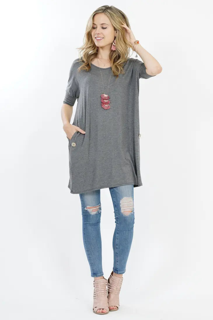 Oversize Convertible Tunic With Side Pockets