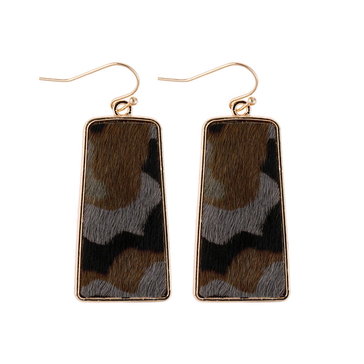 Camouflage Leather Printed Bar Earrings
