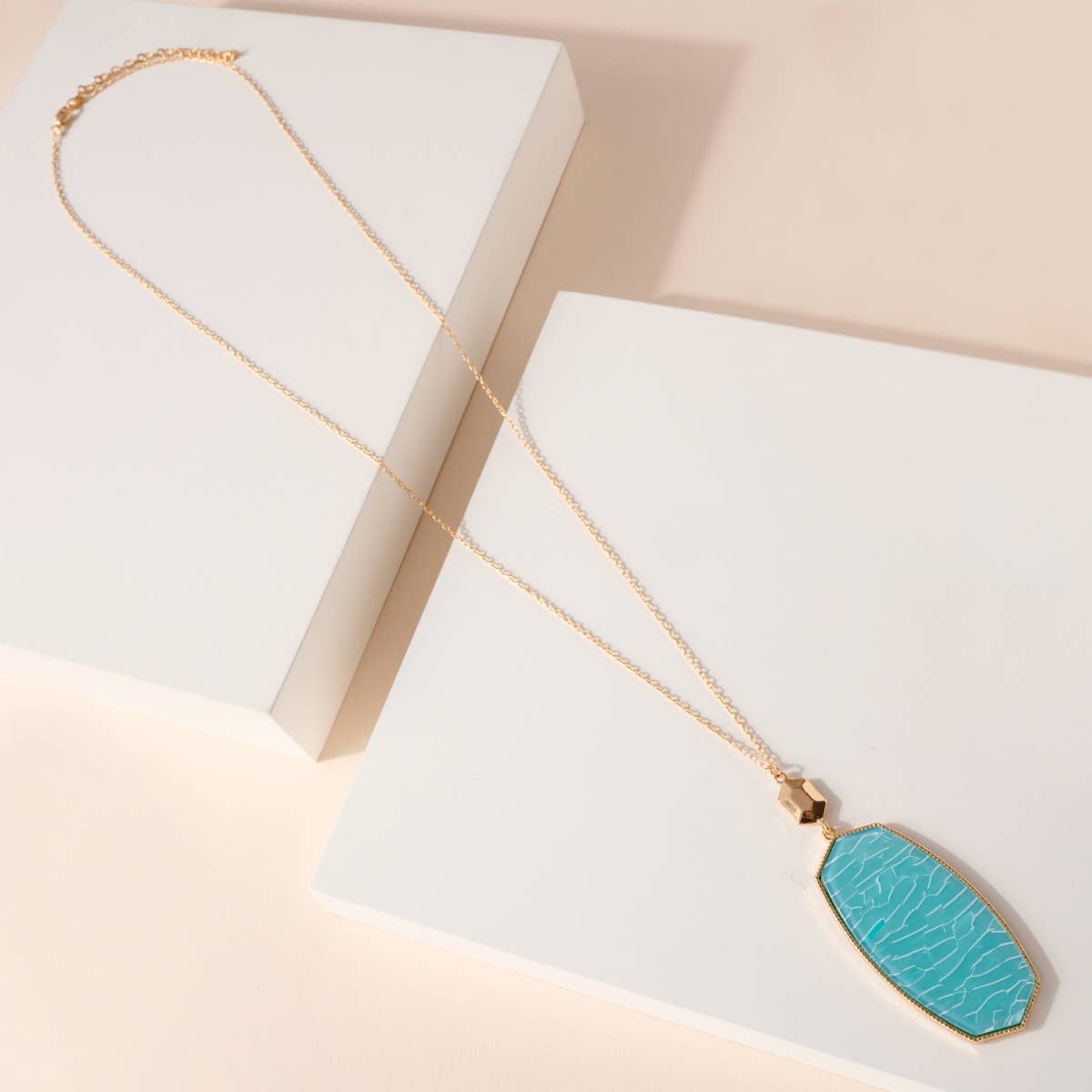 Hexagon Acrylic Pendant Necklace