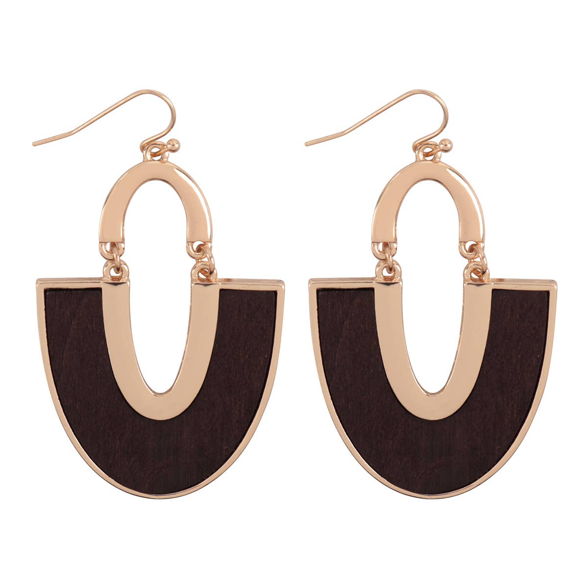 Wood and Metal U-Shape Earrings