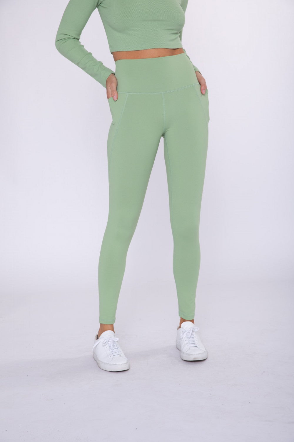 Mono B Tapered Band Solid Highwaist Leggings (4 Colors)