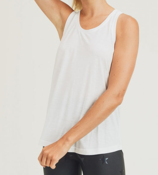 Mono B Open Overlay Back Tank Top