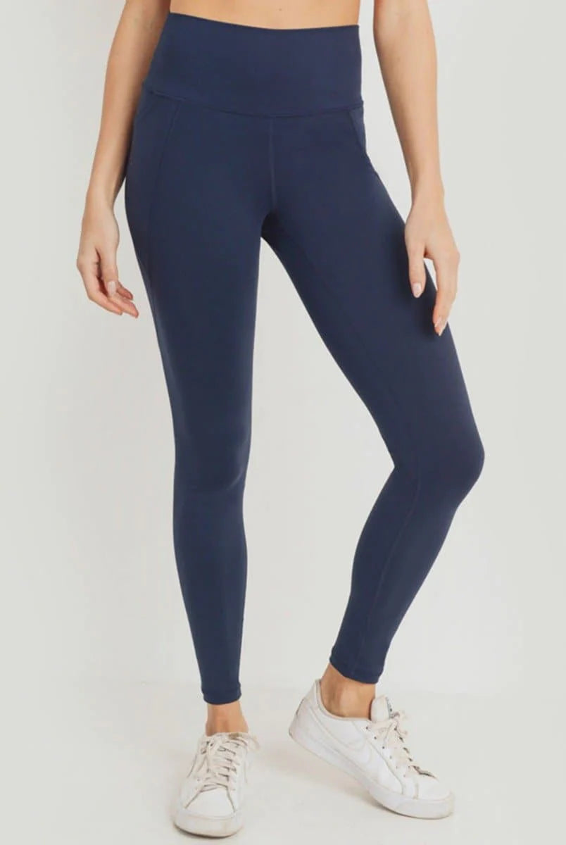 Mono B Tapered Band Solid Highwaist Leggings (4 Colors)