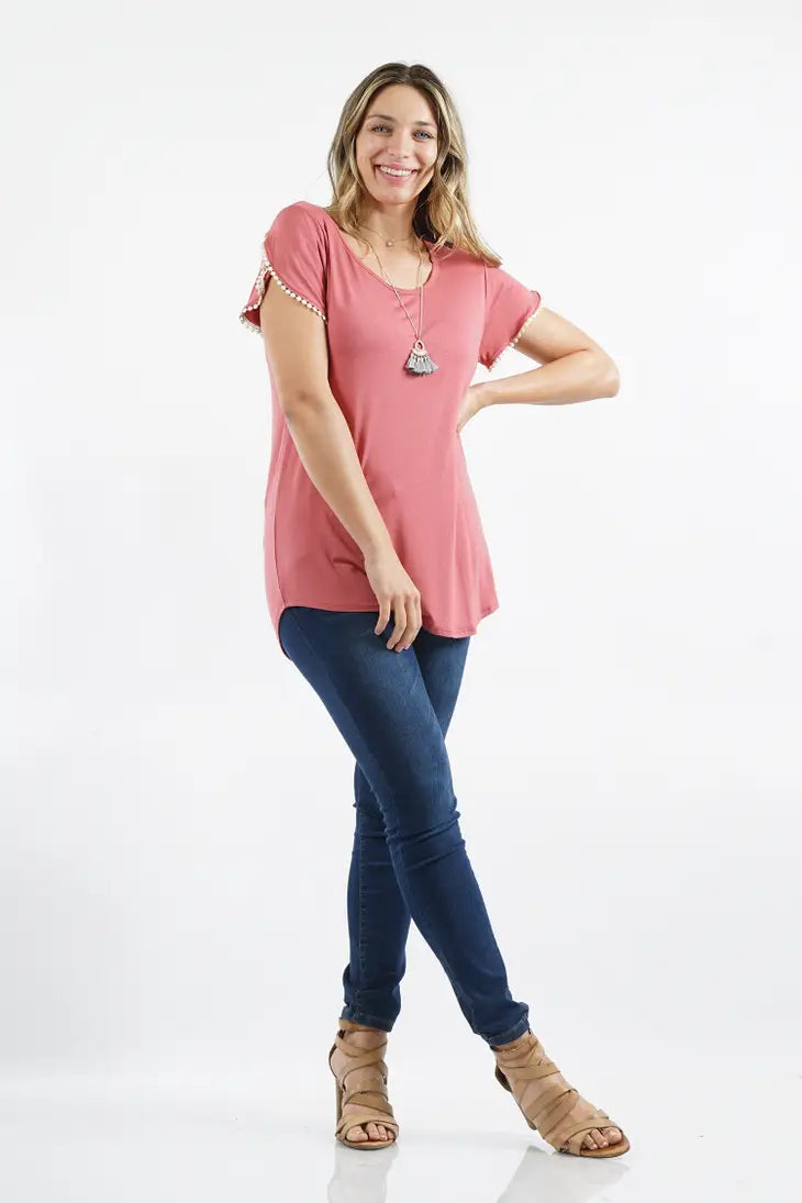 Curvy Pompom Detail Top