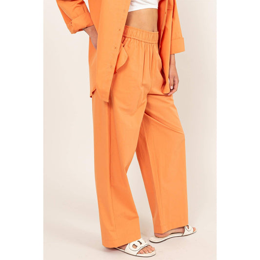 Poplin High Waist Wide Leg Pants