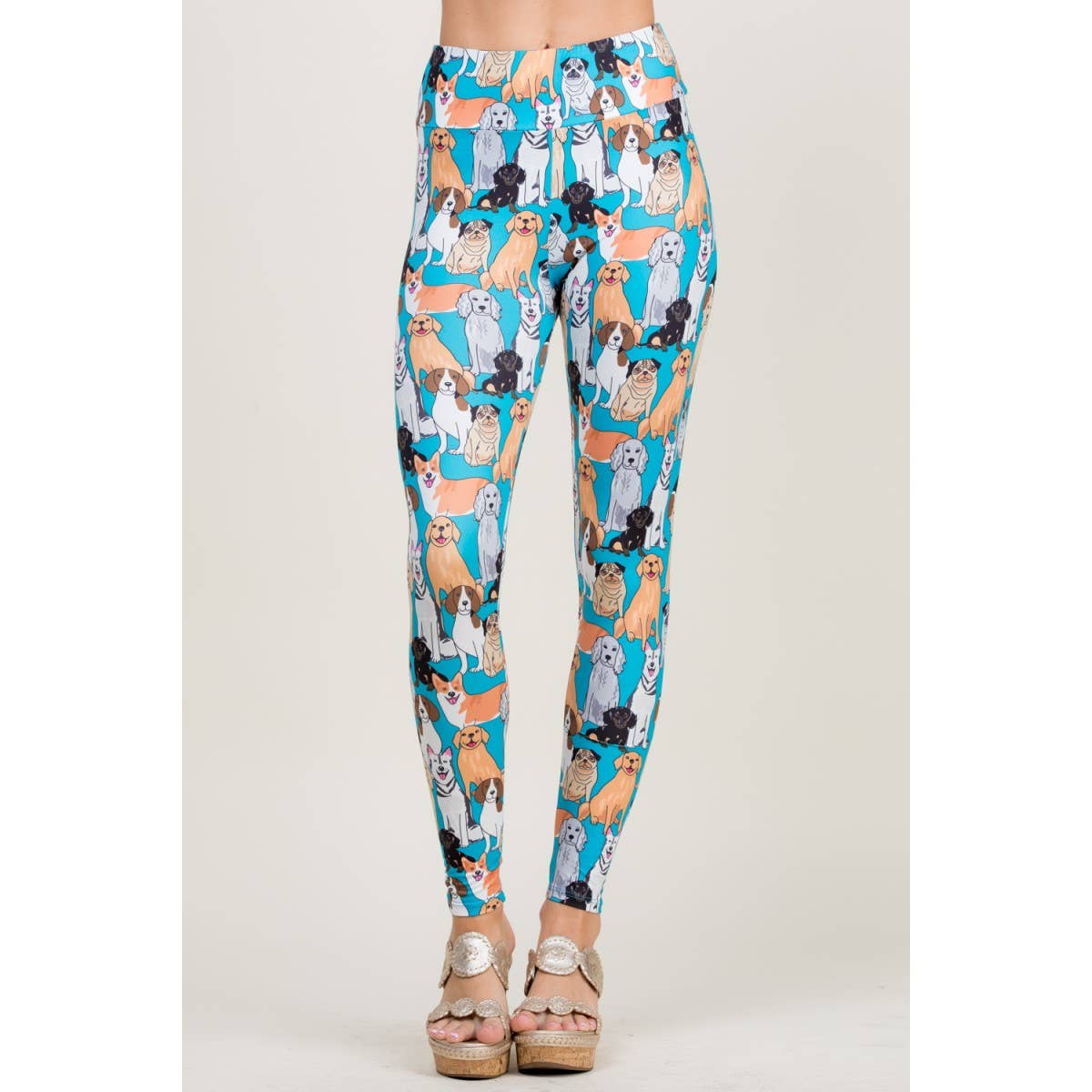 Colorful Dog Print Leggings (2 Styles)