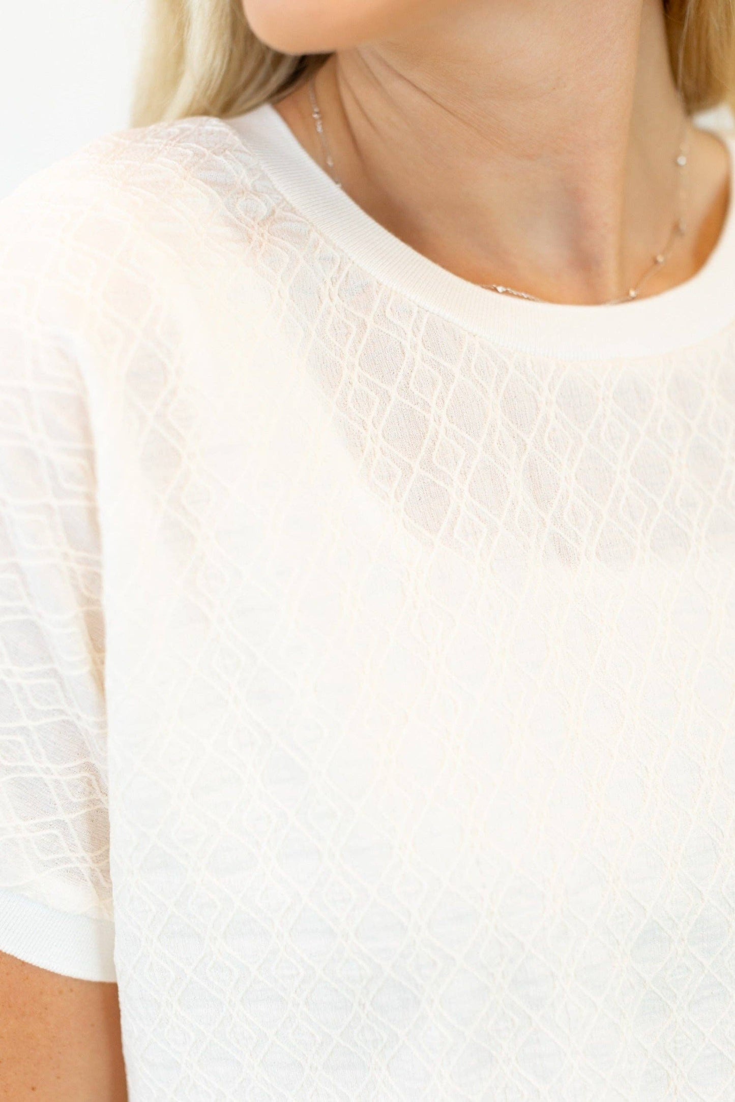 Textured Fabric Crew Neck Top (Curvy Size)