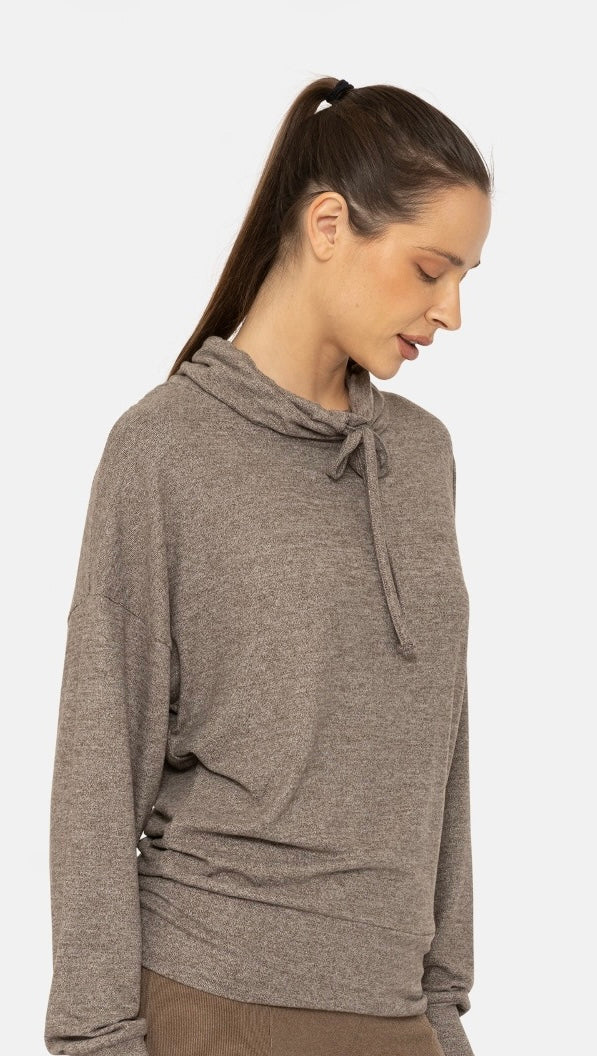 Mono B Long Brushed Cowl Neck Lounge Pullover