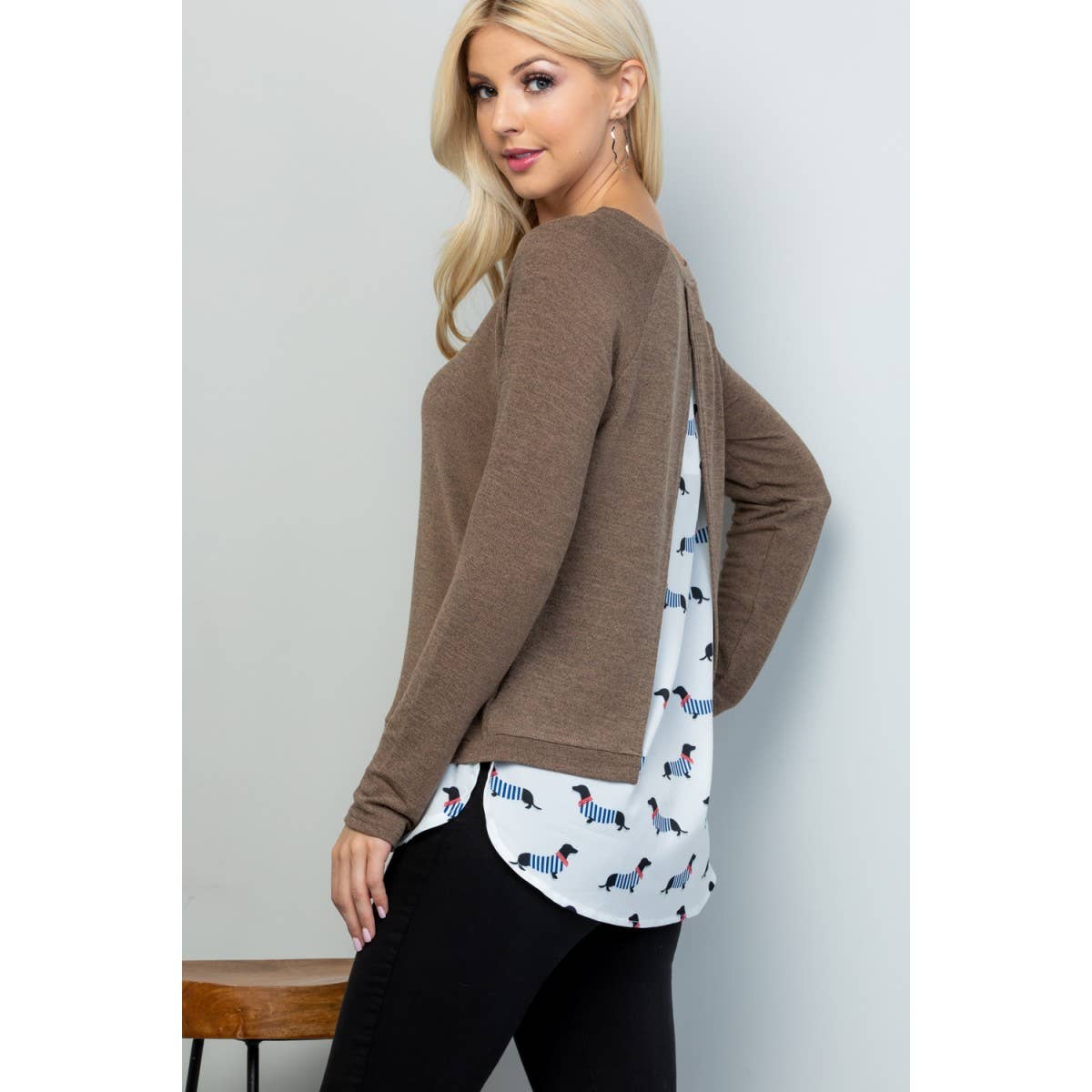 French Dog Print Sweater