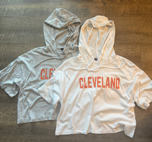 Cleveland Crop Short Sleeve Hoodie (2 Colors)