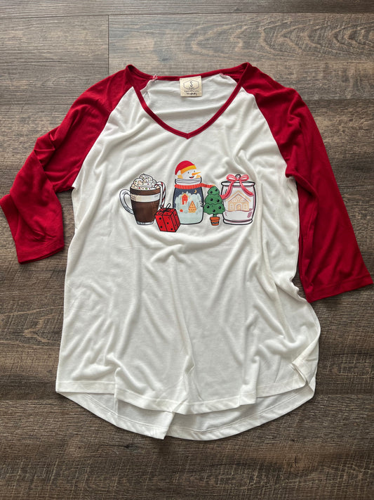 Christmas Coffee 3/4 Raglan Sleeve