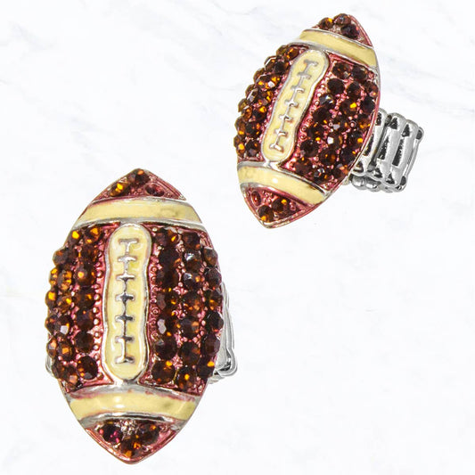 Rhinestone Football Stretch Ring