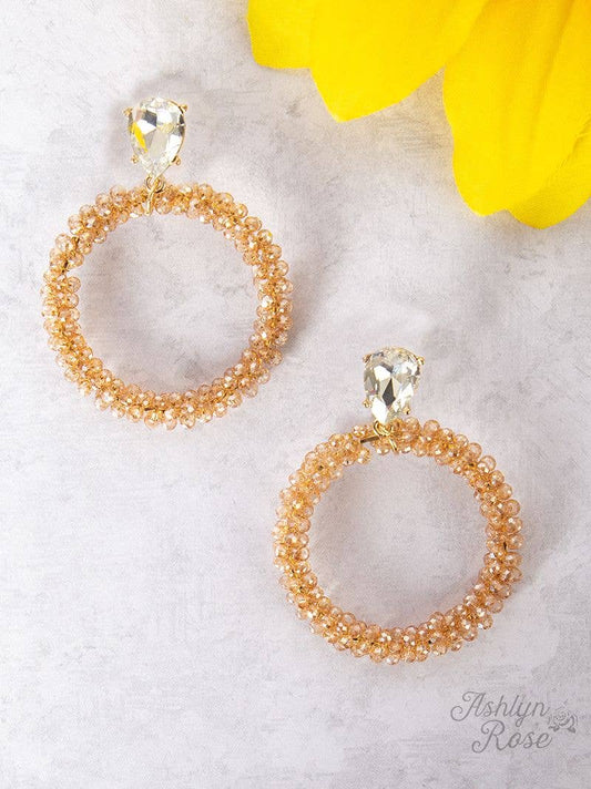 Champagne Beaded Hoop Earring