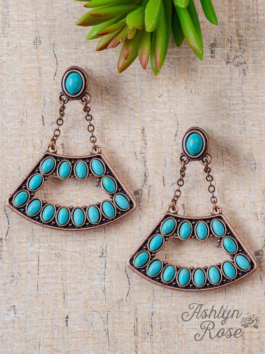 Turquoise And Bronze Dangle Earrings