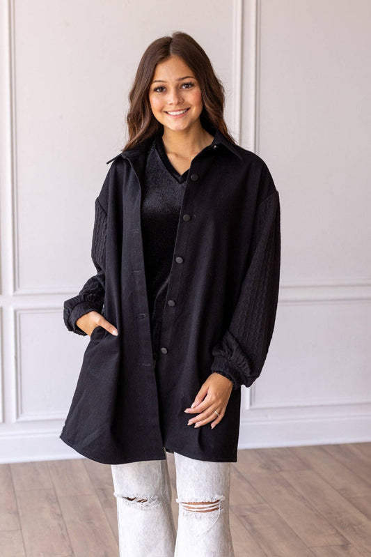 Feline Flair Button-Up Jacket
