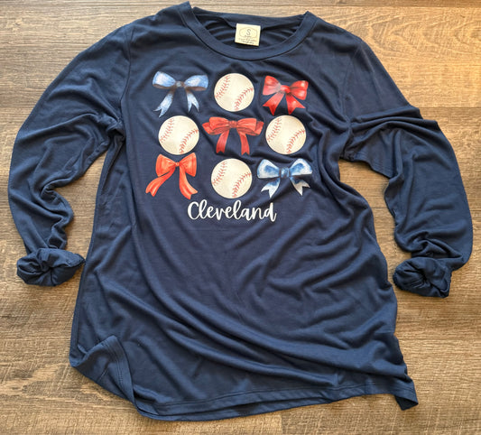 Cleveland Bows and Baseballs Long Sleeve Tee