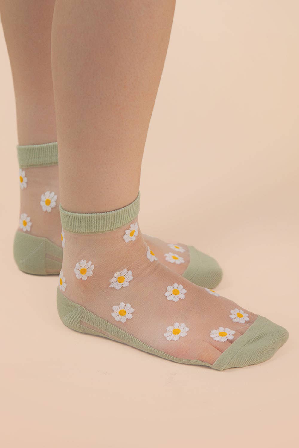 Floral Embroidered Mesh Ankle Socks