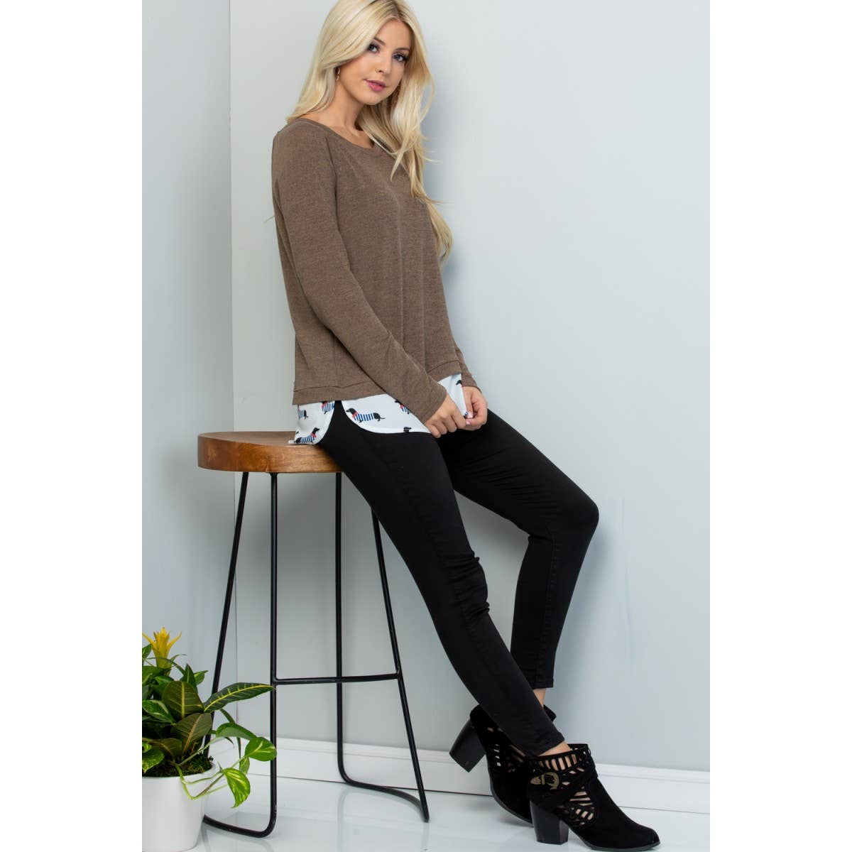French Dog Print Sweater