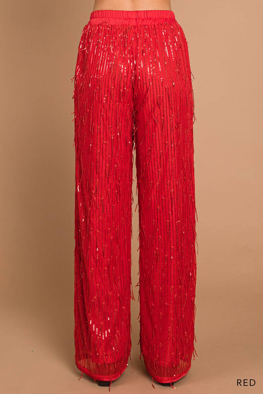 Sequin Fabric Wide Leg Pants