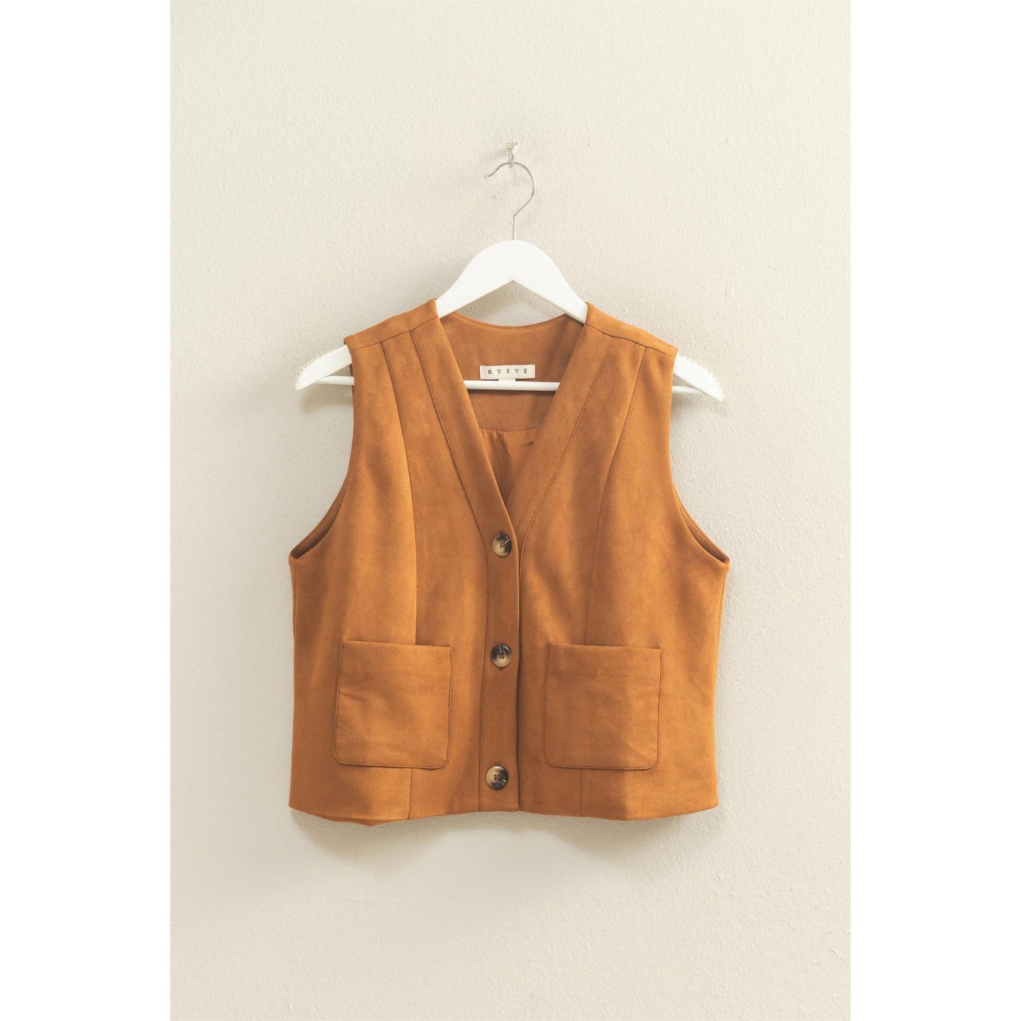 Button-Front Suede Vest