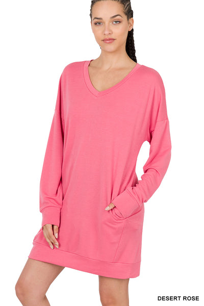 Zenana V-Neck Soft Stretch French Terry Tunic