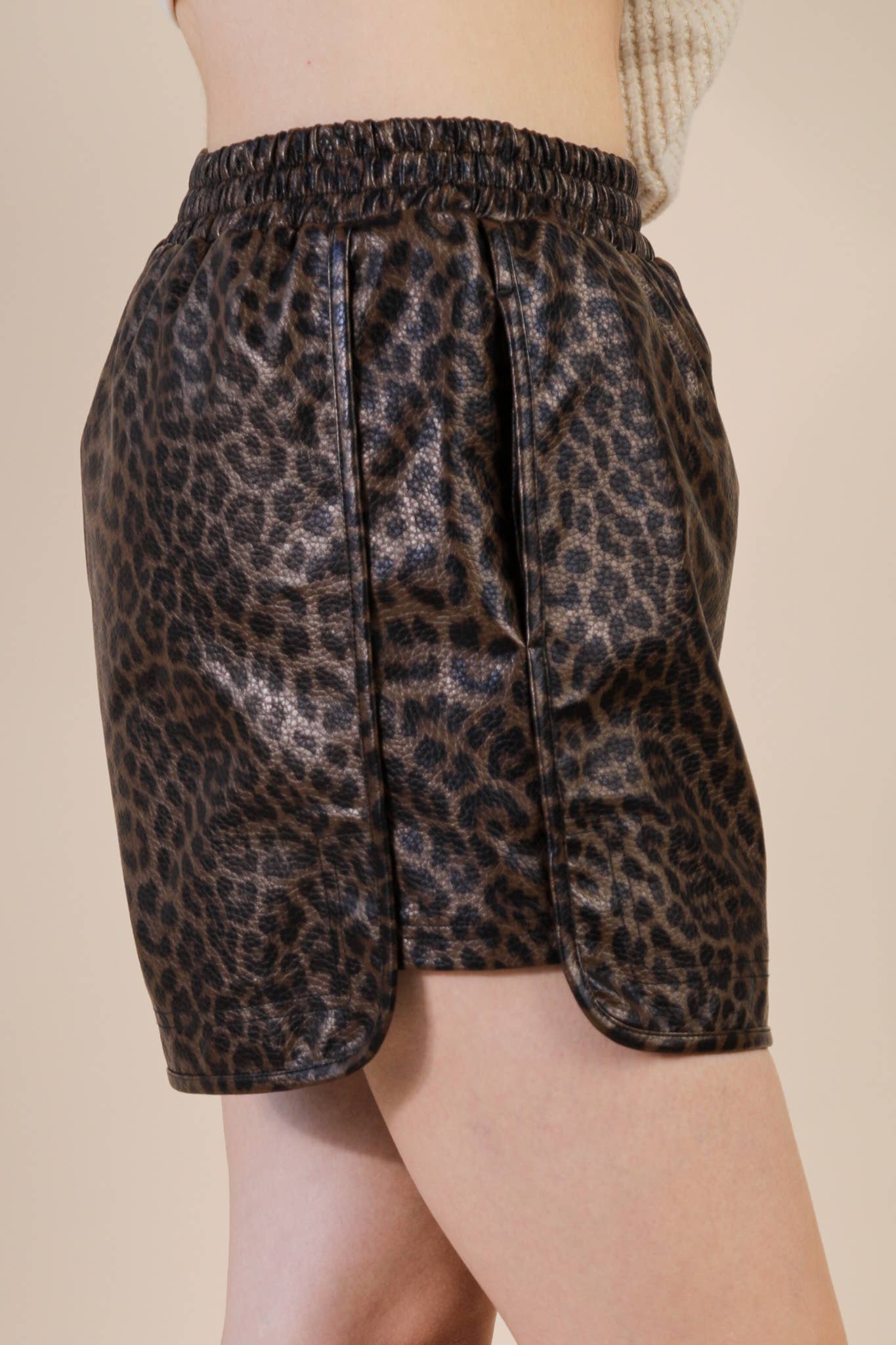 High Waist Solid & Leopard Shorts