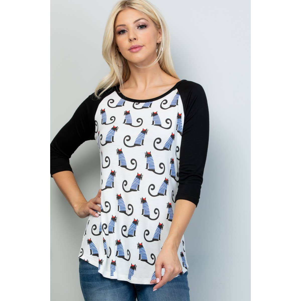 French Dog or French Cat Print Raglan Shirt (2 Styles)