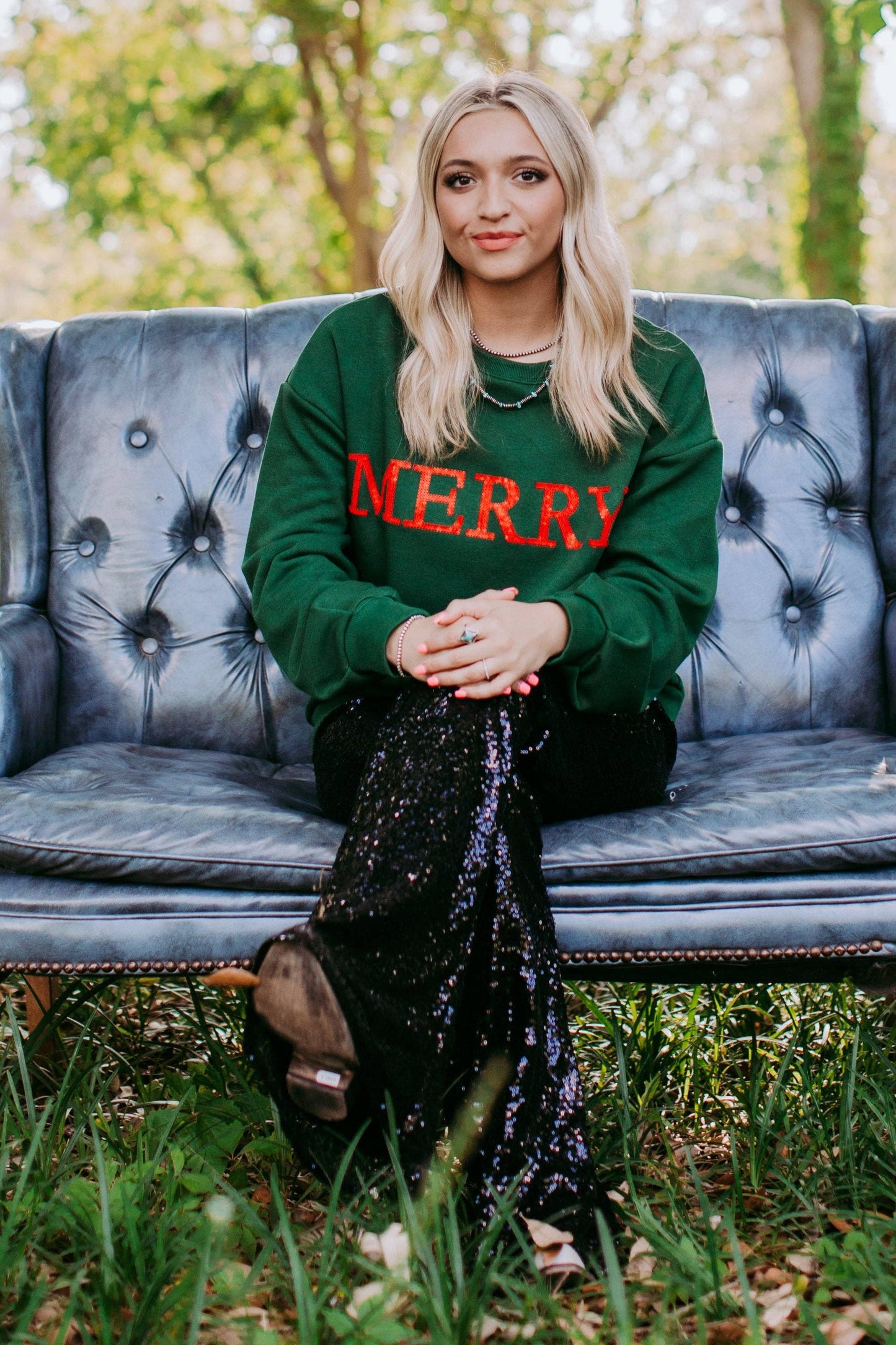 MERRY Sequin Engraved Sweatshirt (2 Colors)