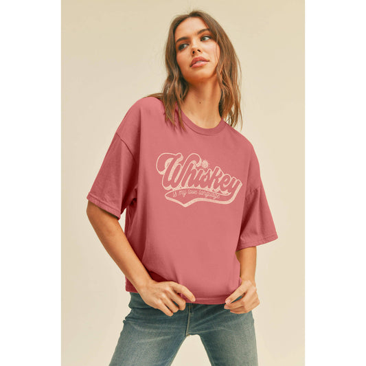 Whiskey is My Love Language Graphic Tee (Long Crop Top)