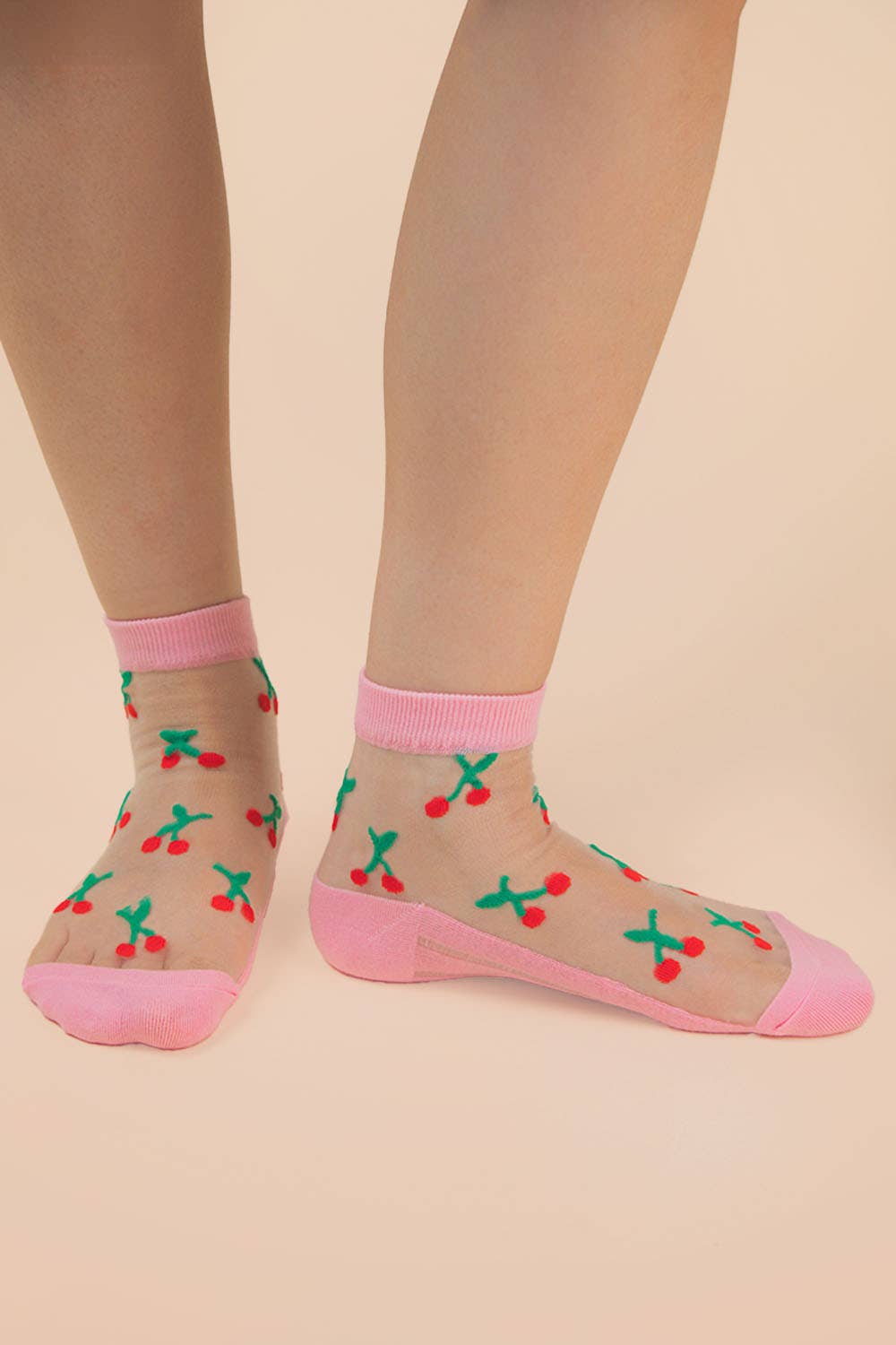 Cherry Embroidered Mesh Ankle Socks