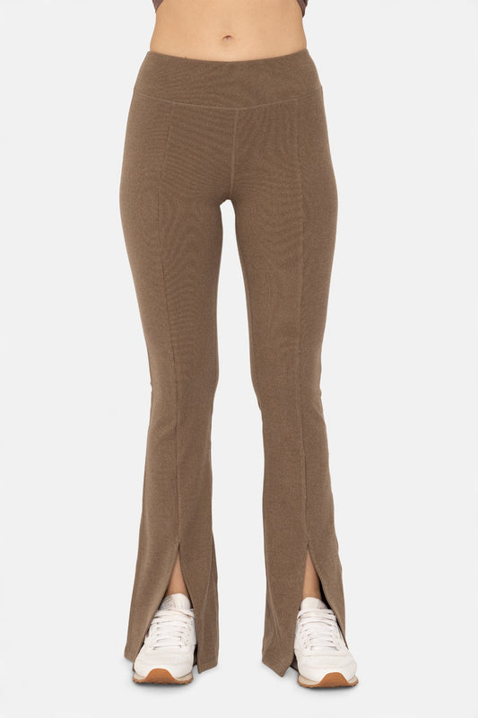 Mono B Brushed Ribbed Flare Leggings