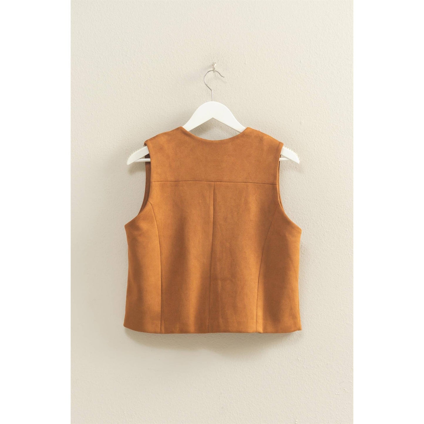 Button-Front Suede Vest