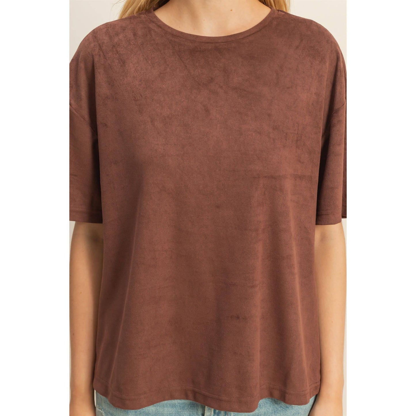 Suede Short Sleeve T-Shirt