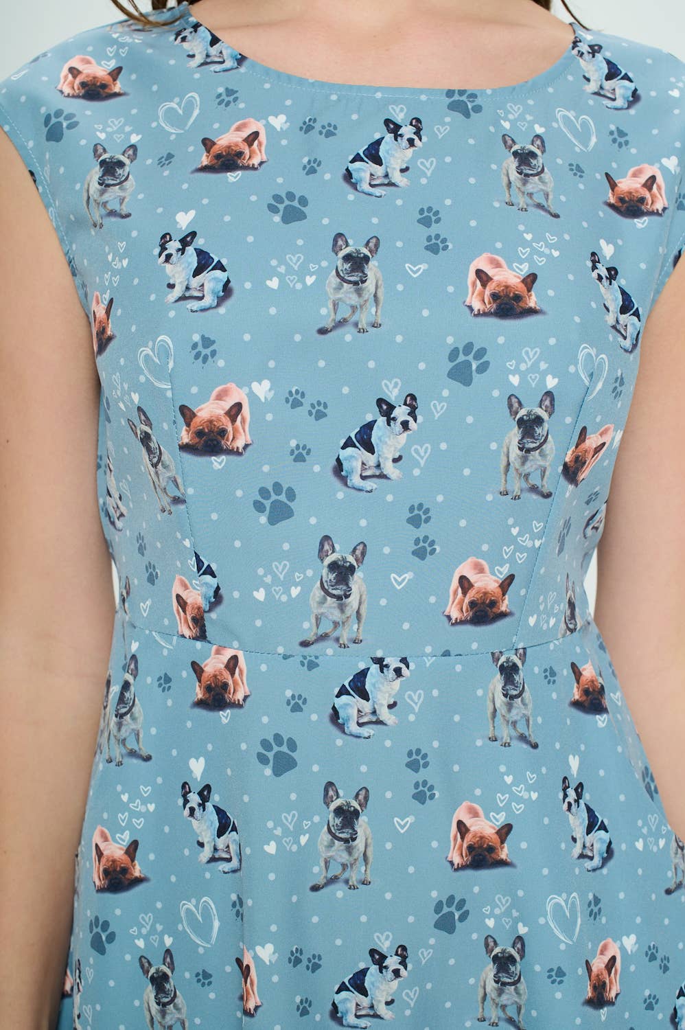 Pugs and Paws Print Dress
