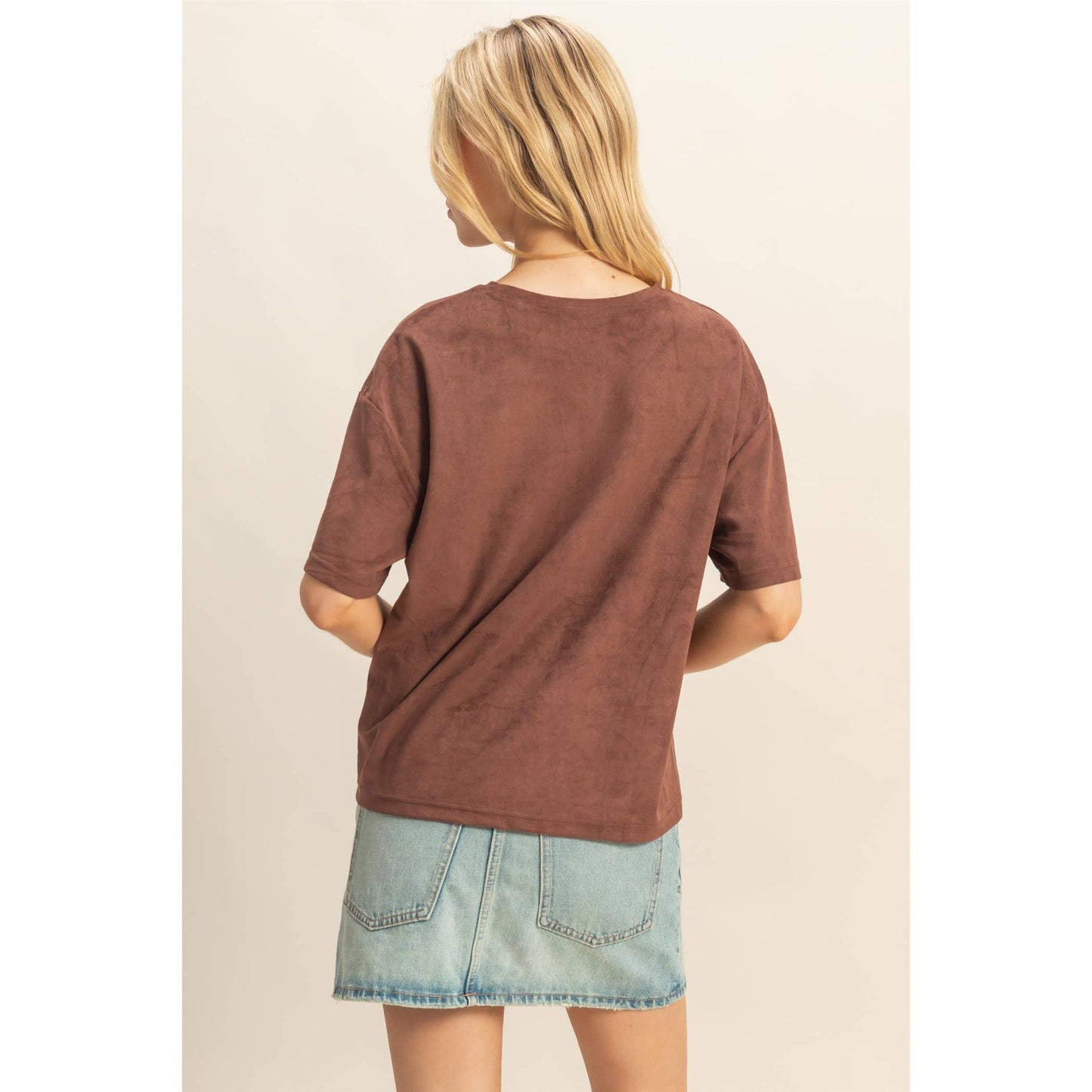 Suede Short Sleeve T-Shirt
