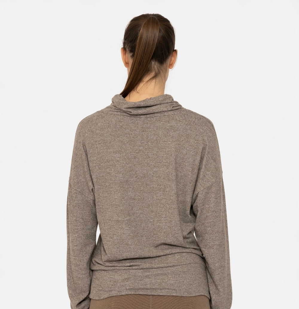 Mono B Long Brushed Cowl Neck Lounge Pullover