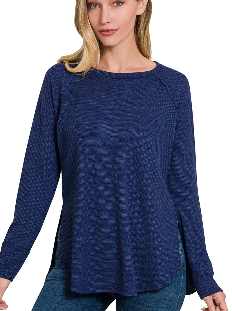 Zenana Waffle Long Sleeve Top