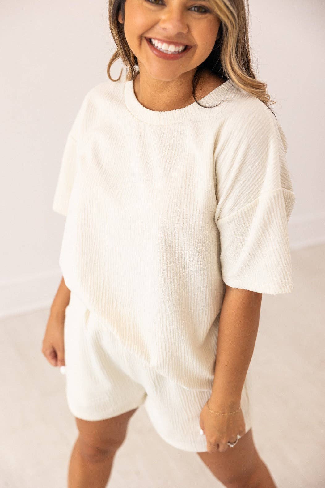 Textured Cream Top (Curvy Size)