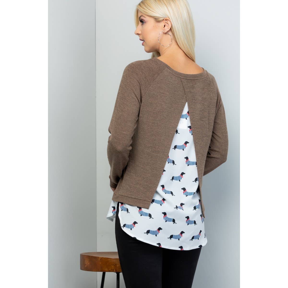 French Dog Print Sweater