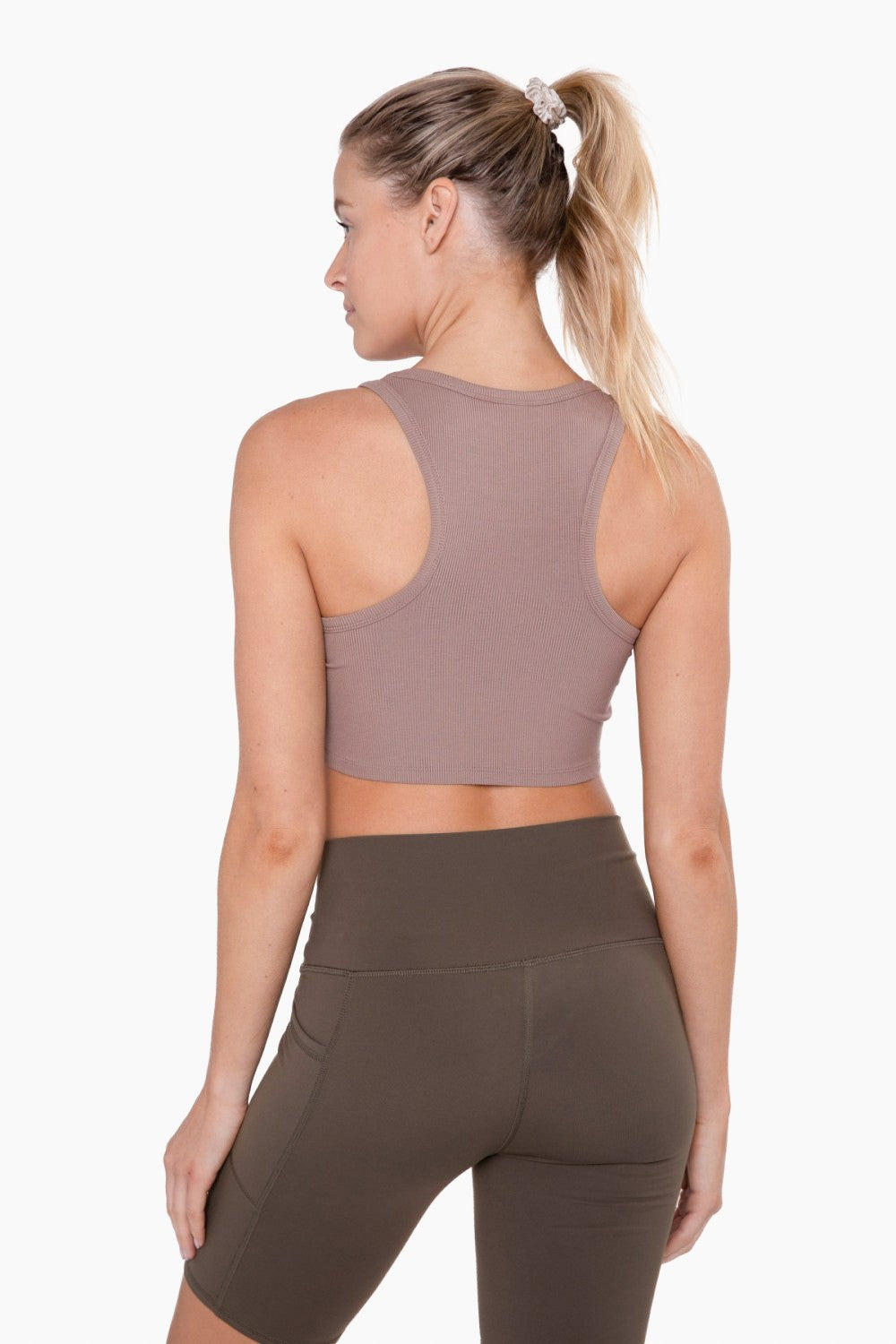Mono B Essential Micro-Ribbed Cropped Racer Athleisure Tank Top (2 Colors)