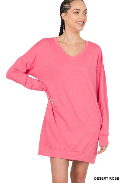 Zenana V-Neck Soft Stretch French Terry Tunic