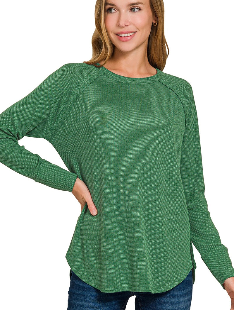 Zenana Waffle Long Sleeve Top