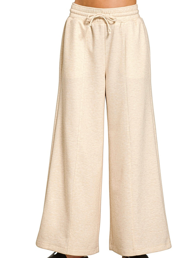 Zenana Scuba Drawstring Wide Leg Pants