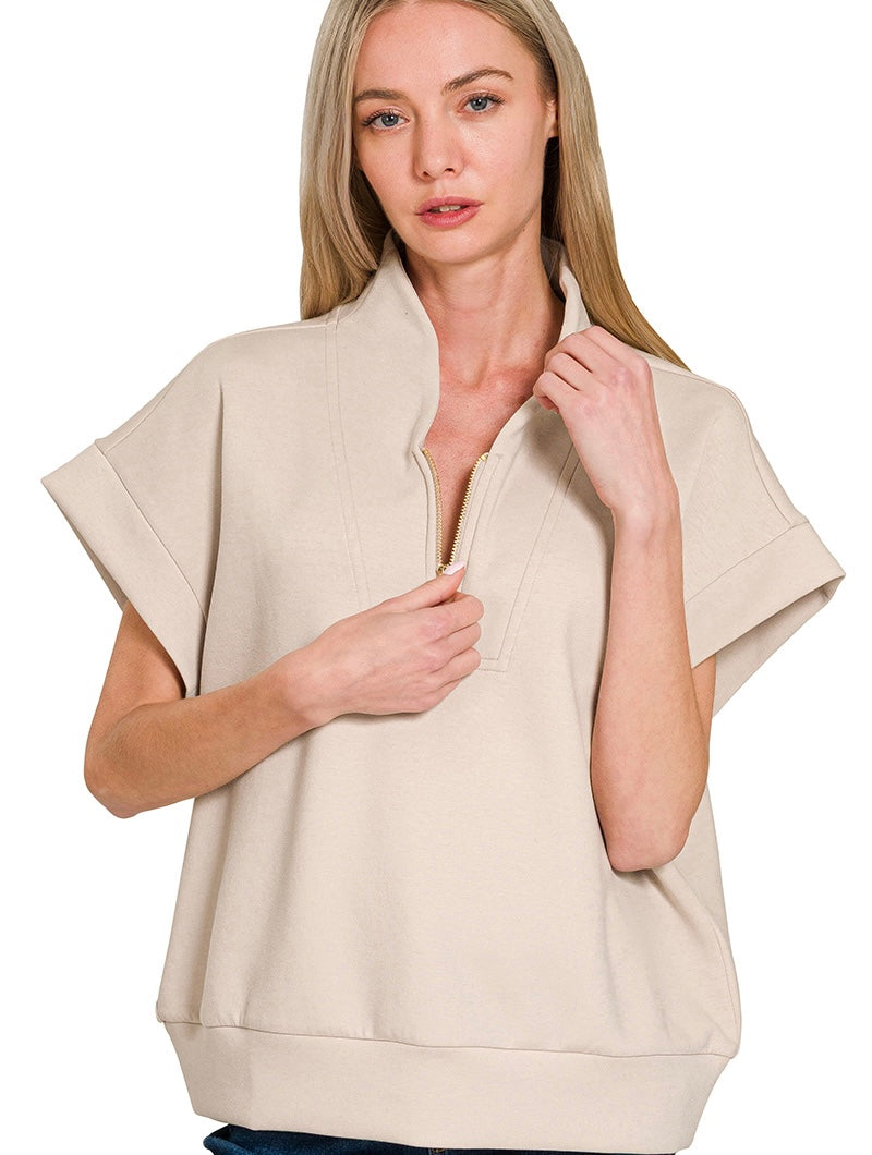 Zenana Scuba High Neck Half Zip Vest