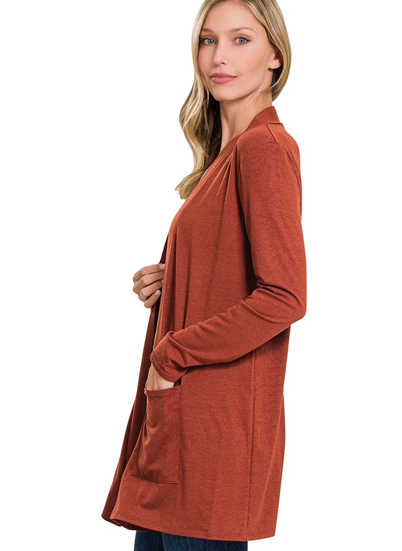 Zenana Slouchy Lightweight Pocket Open Cardigan