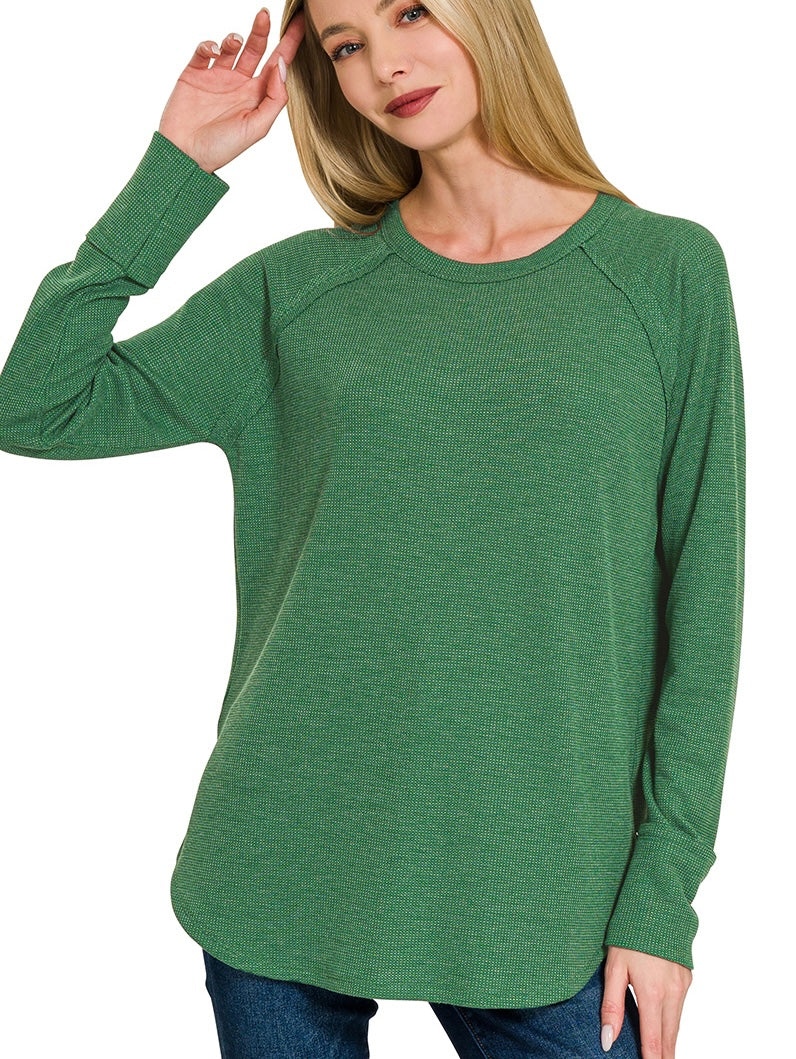 Zenana Waffle Long Sleeve Top