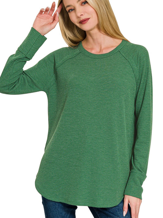 Zenana Waffle Long Sleeve Top